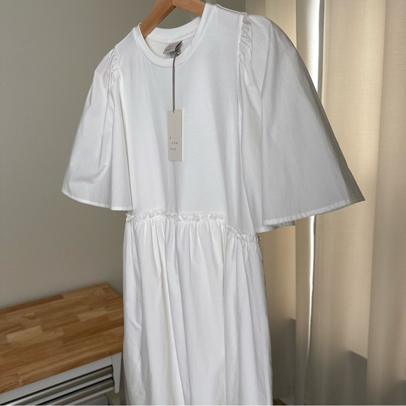 A New Day White Size M Dress Women's Flutter Short Sleeve Knit Woven NWT $25 - Picture 3 of 11